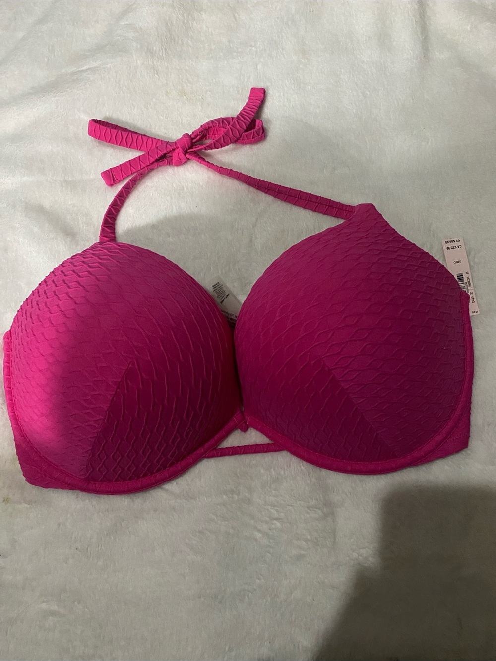 Victoria's Secret Hot Pink Textured Halter Swim Bra